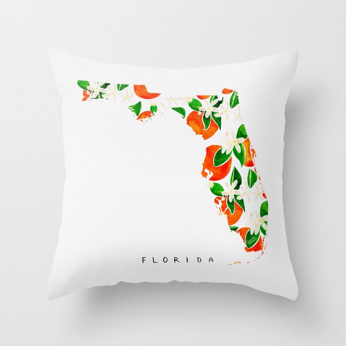 Florida State Flower - Orange Blossoms Throw Pillow Gallery Image 6