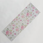 Elegant blush pink white vintage rose floral Yoga Mat Gallery Image 1