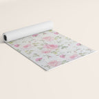 Elegant blush pink white vintage rose floral Yoga Mat Gallery Image 2
