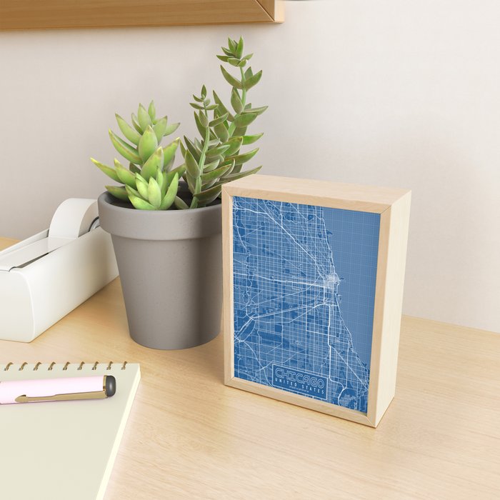 Chicago City Map of the United States - Blueprint Mini Art Print Gallery Image 2
