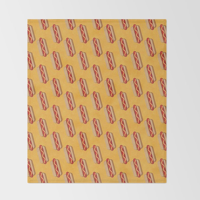 FAST FOOD / Hot Dog - pattern Throw Blanket Gallery Image 2