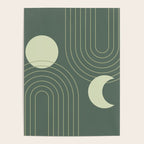 Mid Century Modern Geometric 126 in Forest Green Shades (Rainbow and Sun Abstraction) Poster Gallery Image 4