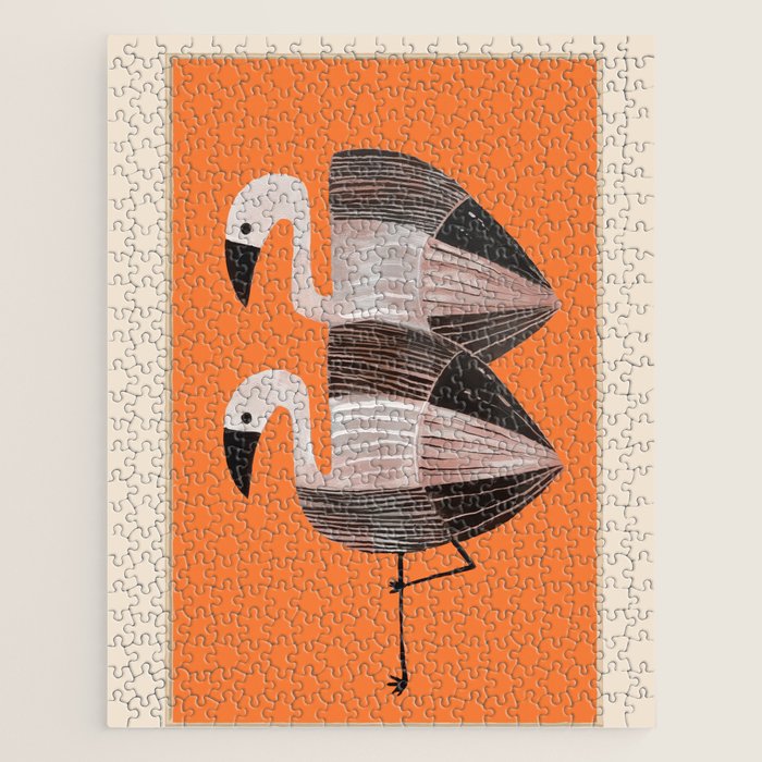 Tangerine Flamingos Jigsaw Puzzle Gallery Image 1