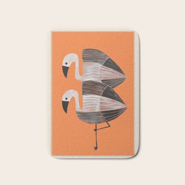 Tangerine Flamingos Bath Mat Gallery Image 1