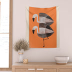 Tangerine Flamingos Wall Tapestry Gallery Image 2