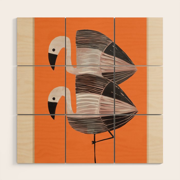Tangerine Flamingos Wood Wall Art Gallery Image 1