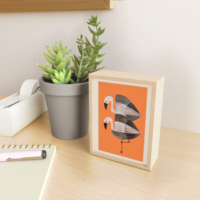 Tangerine Flamingos Mini Art Print Gallery Image 2
