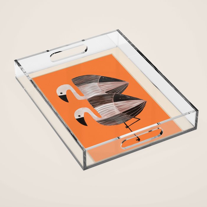 Tangerine Flamingos Acrylic Tray Gallery Image 1