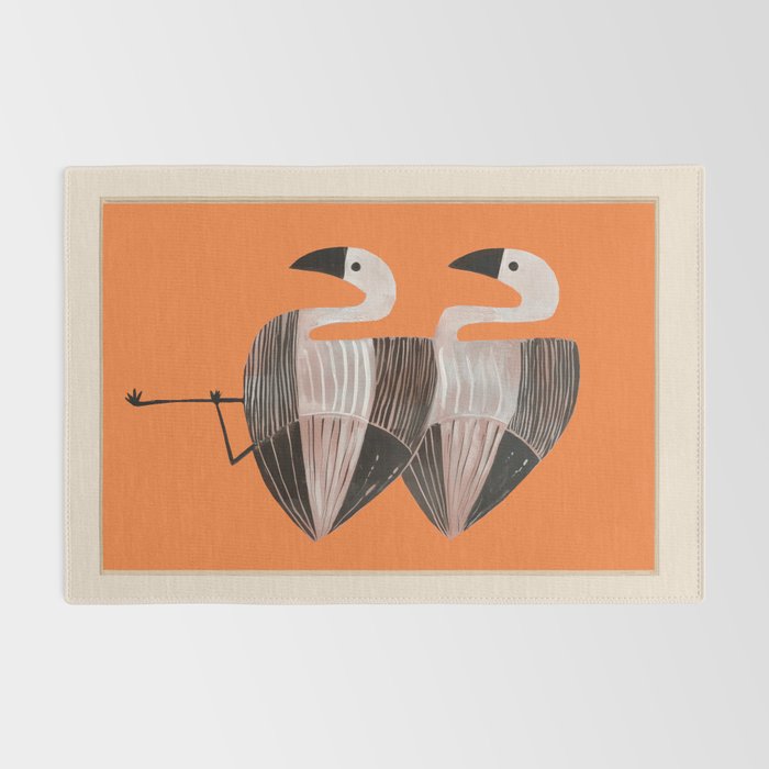 Tangerine Flamingos Rug Gallery Image 2