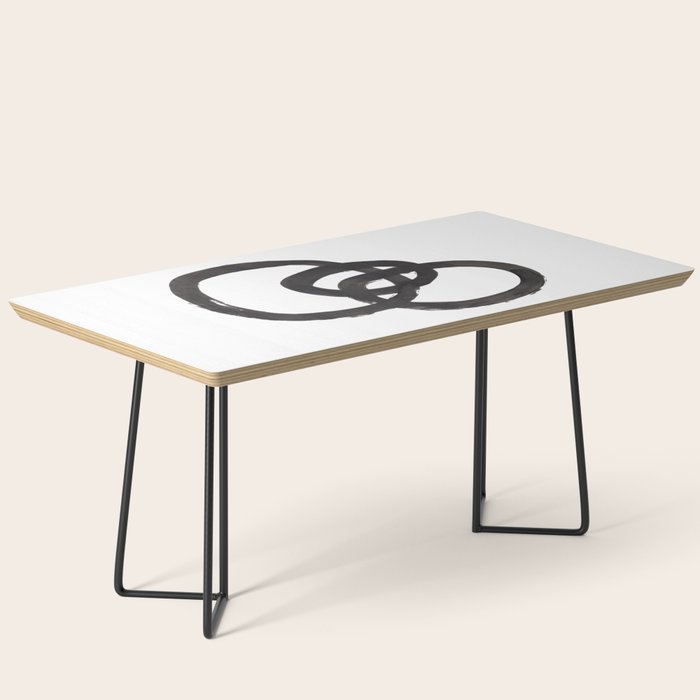 'And I Op' Minimalist Ink Line Drawing Abstract Black Brush Strokes Modern Funky Maze by Ejaaz Haniff  Coffee Table Gallery Image 1