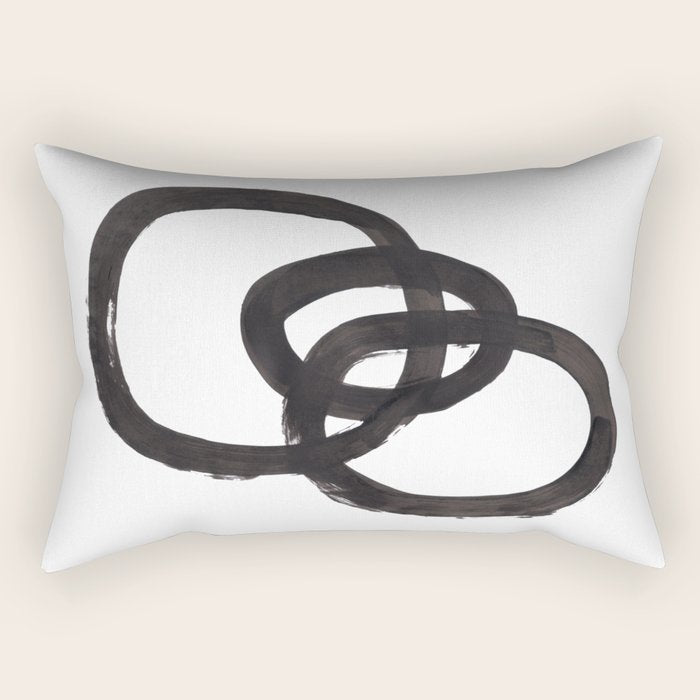 'And I Op' Minimalist Ink Line Drawing Abstract Black Brush Strokes Modern Funky Maze by Ejaaz Haniff  Rectangular Pillow Gallery Image 2