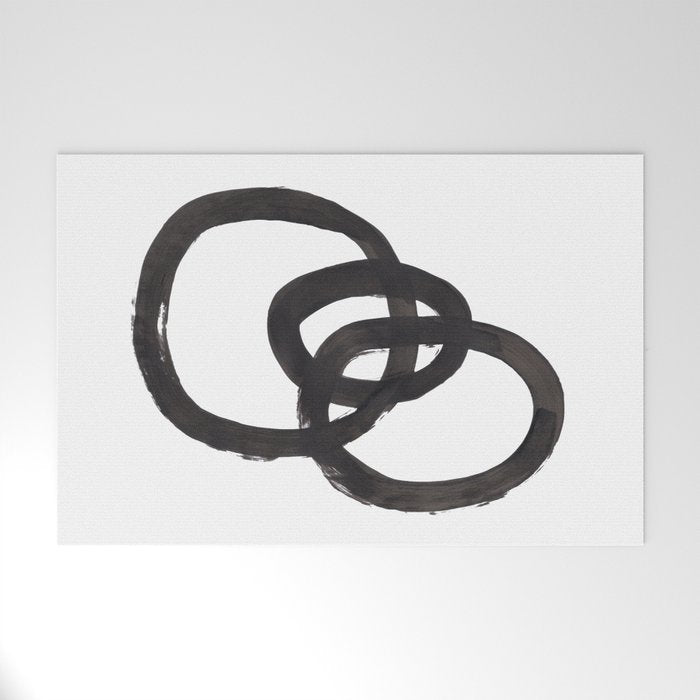 'And I Op' Minimalist Ink Line Drawing Abstract Black Brush Strokes Modern Funky Maze by Ejaaz Haniff  Welcome Mat Gallery Image 1