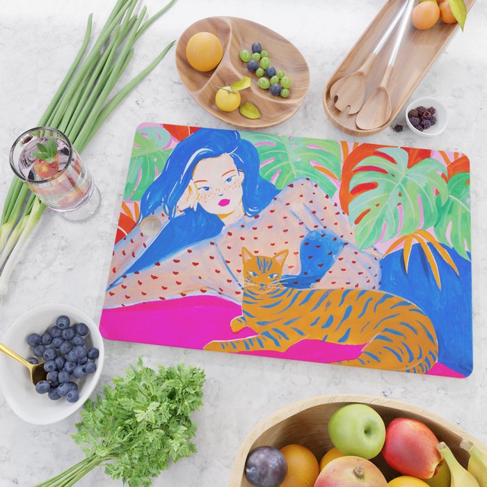 Relaxing with Cat Cutting Board Gallery Image 2