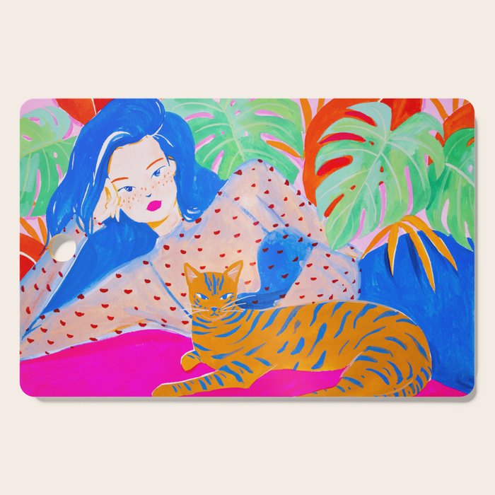 Relaxing with Cat Cutting Board Gallery Image 1