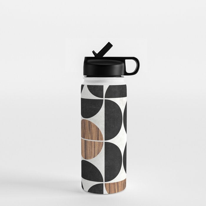 Mid-Century Modern Pattern No.1 - Concrete and Wood Water Bottle Gallery Image 1