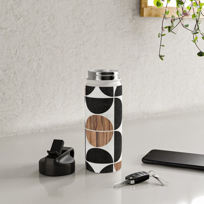 Mid-Century Modern Pattern No.1 - Concrete and Wood Water Bottle Gallery Image 5