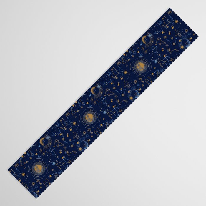 Dark blue zodiac abstract YB Table Runner Gallery Image 3
