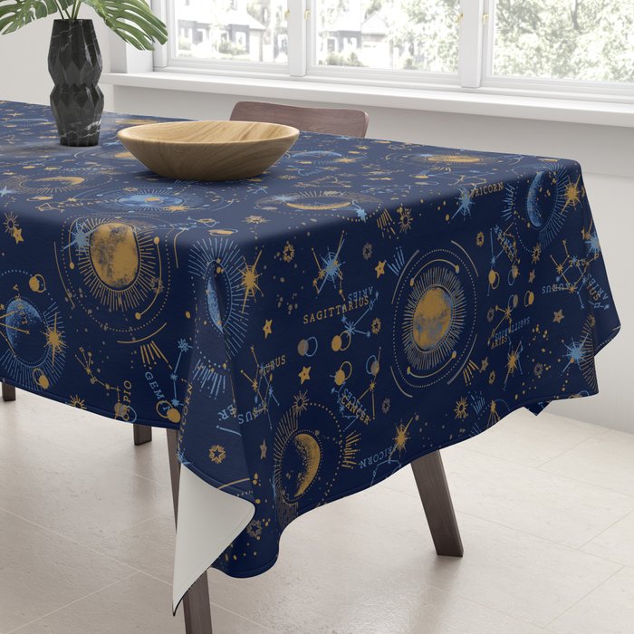 Dark blue zodiac abstract YB Tablecloth Gallery Image 3