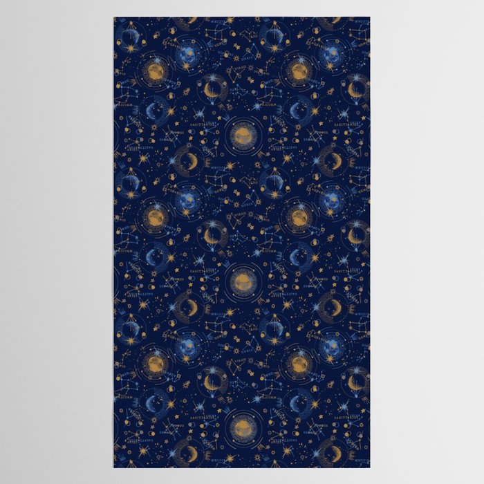 Dark blue zodiac abstract YB Tablecloth Gallery Image 2