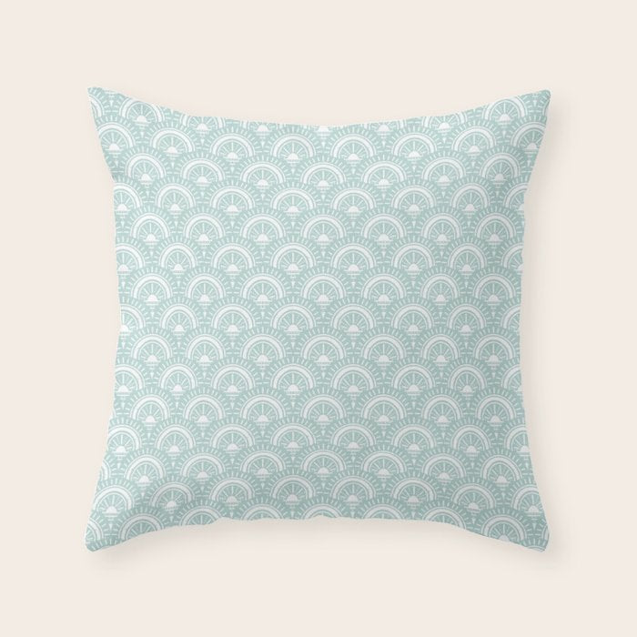Surfside Deco . Aqua Throw Pillow Gallery Image 1