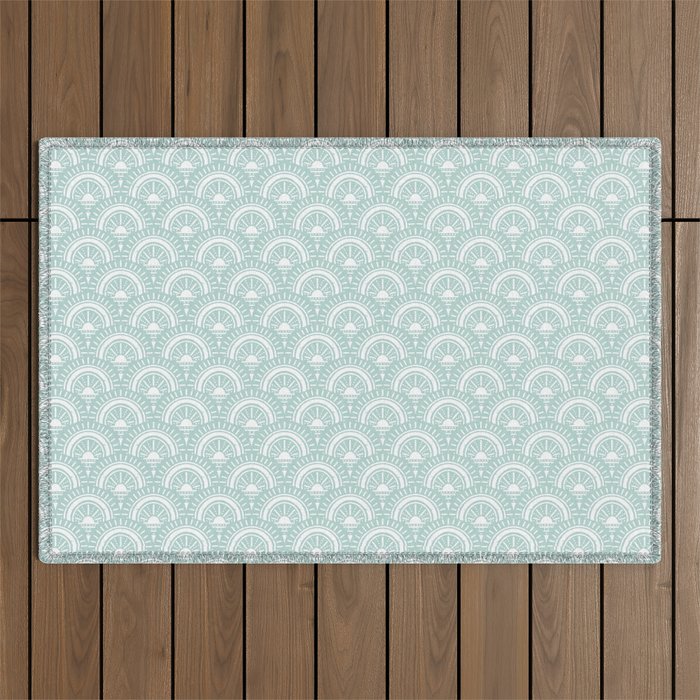 Surfside Deco . Aqua Outdoor Rug Gallery Image 1