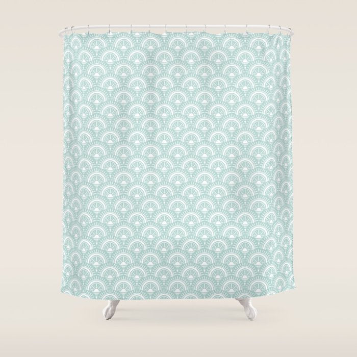 Surfside Deco . Aqua Shower Curtain Gallery Image 1