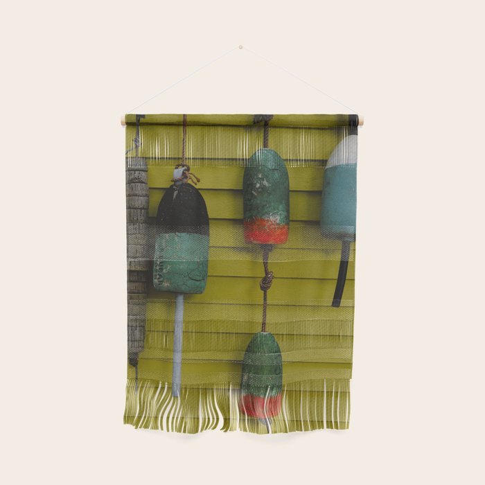 4 lobster buoys - nautical photograph ocean new england maine Wall Hanging Gallery Image 1