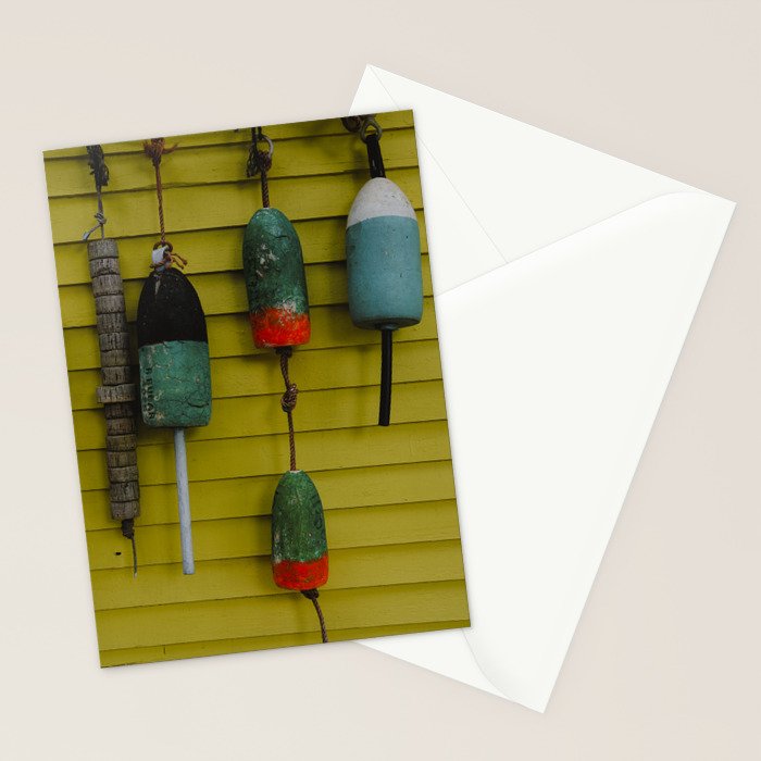 4 lobster buoys - nautical photograph ocean new england maine Stationery Card Gallery Image 2
