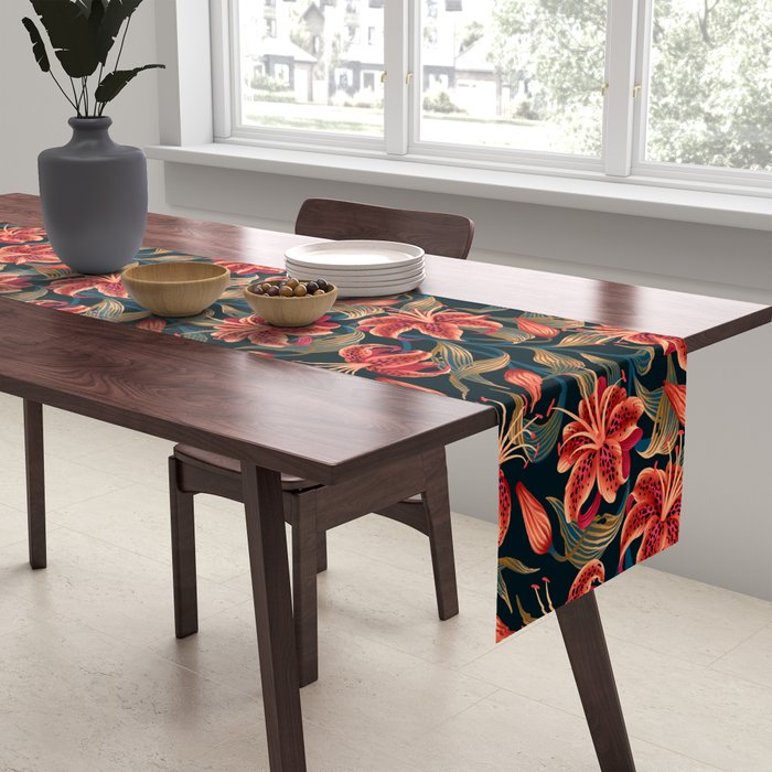 Tiger Lily - Orange Green Table Runner Gallery Image 2