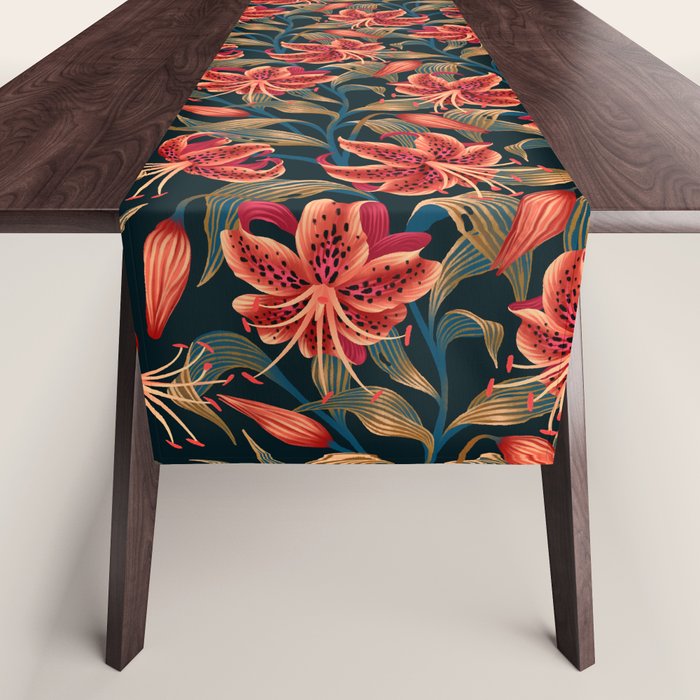 Tiger Lily - Orange Green Table Runner Gallery Image 1