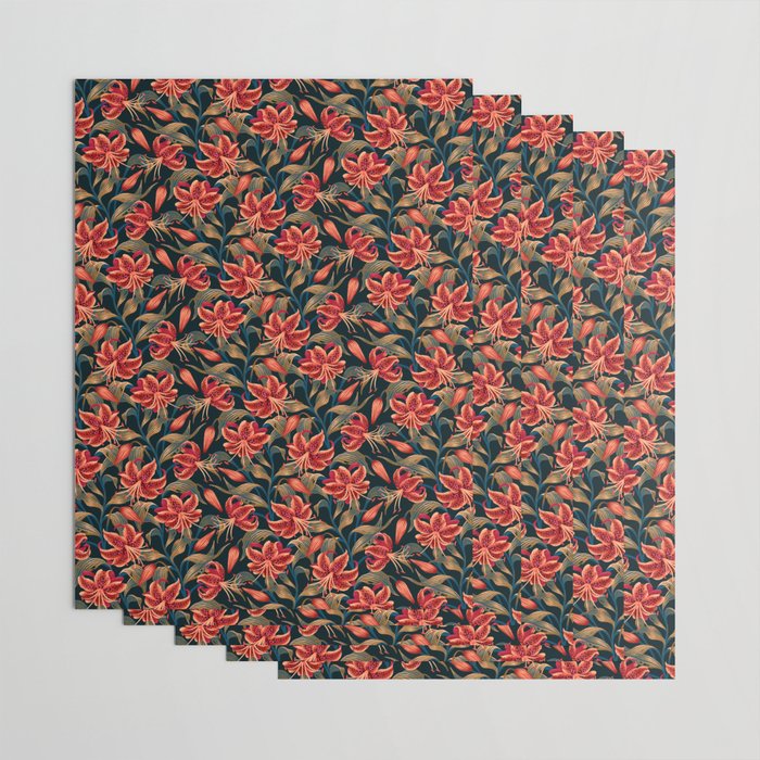 Tiger Lily - Orange Green Wrapping Paper Gallery Image 3