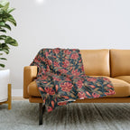 Tiger Lily - Orange Green Throw Blanket Gallery Image 1