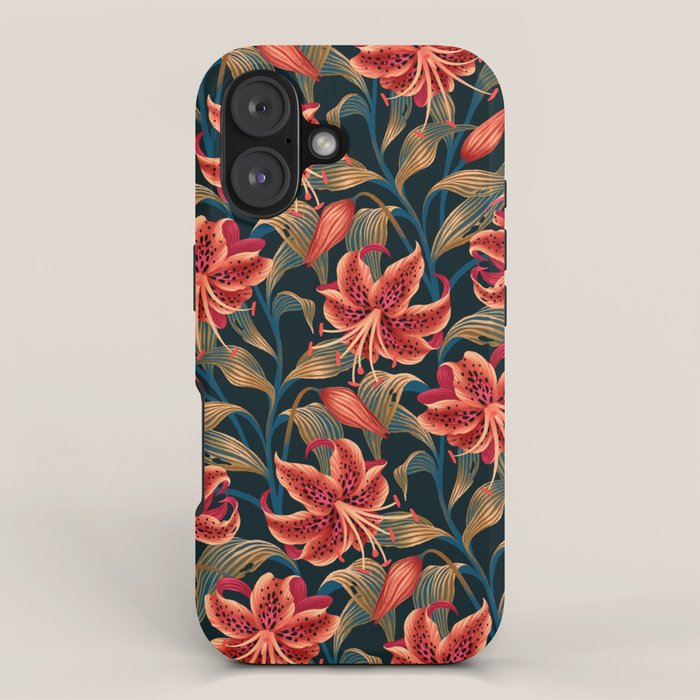 Tiger Lily - Orange Green iPhone Case