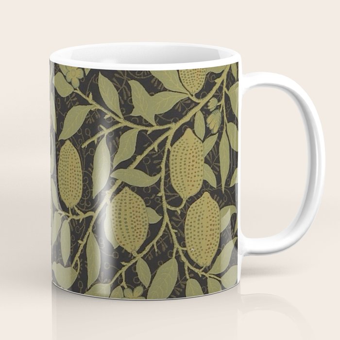 William Morris Vintage Fruit Golden Black Claret Pattern Coffee Mug Gallery Image 1