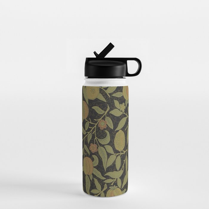 William Morris Vintage Fruit Golden Black Claret Pattern Water Bottle Gallery Image 1