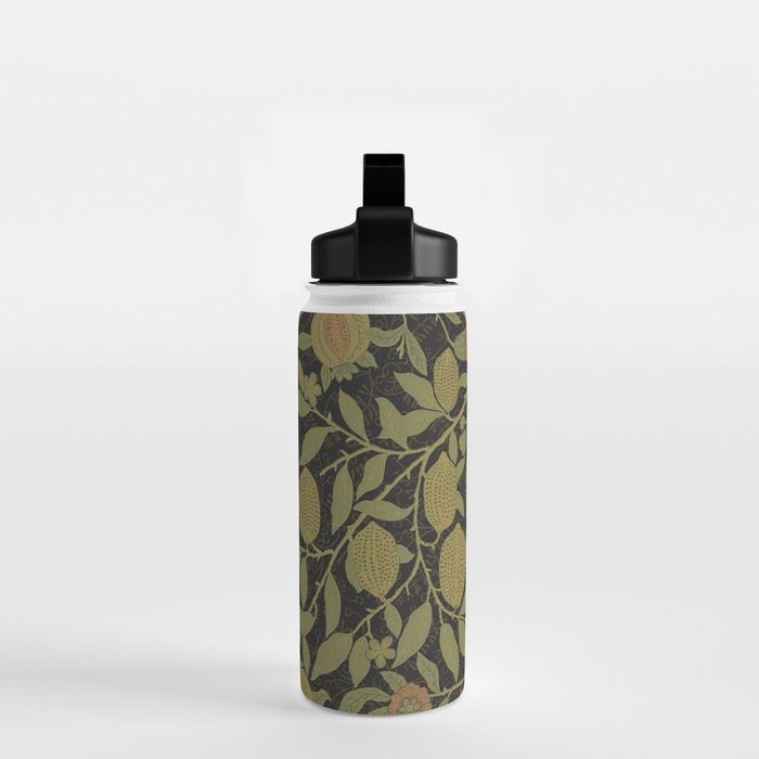 William Morris Vintage Fruit Golden Black Claret Pattern Water Bottle Gallery Image 2
