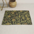 William Morris Vintage Fruit Golden Black Claret Pattern Rug Gallery Image 1