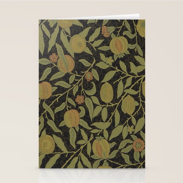 William Morris Vintage Fruit Golden Black Claret Pattern Stationery Card Gallery Image 2