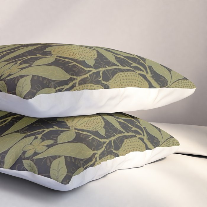 William Morris Vintage Fruit Golden Black Claret Pattern Pillow Sham Gallery Image 3