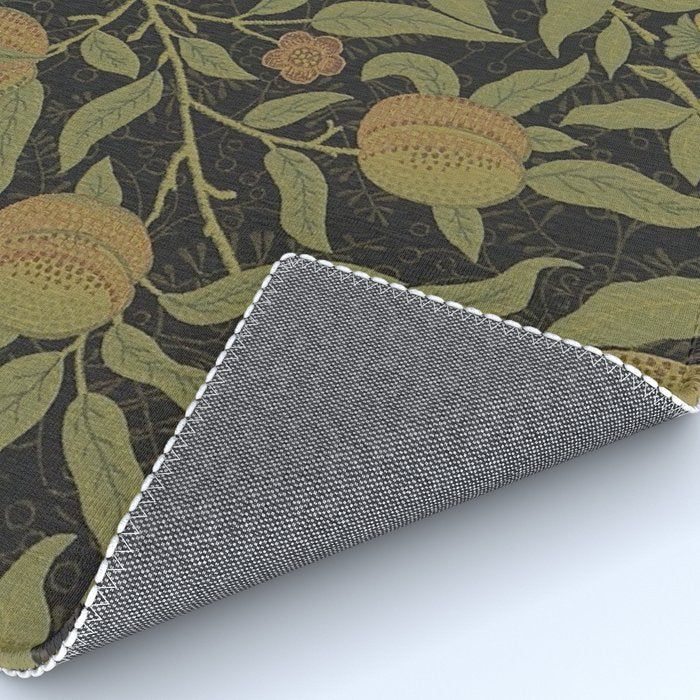 William Morris Vintage Fruit Golden Black Claret Pattern Rug Gallery Image 4