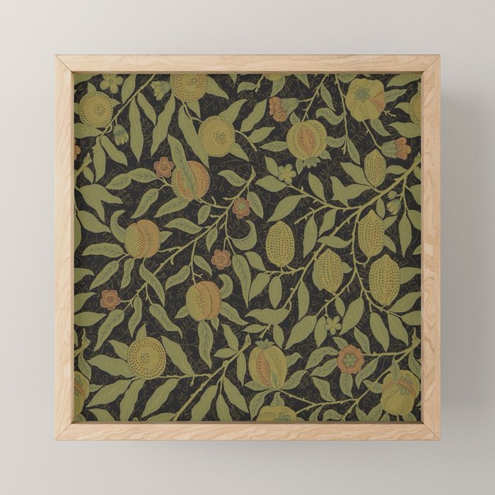 William Morris Vintage Fruit Golden Black Claret Pattern Mini Art Print Gallery Image 1