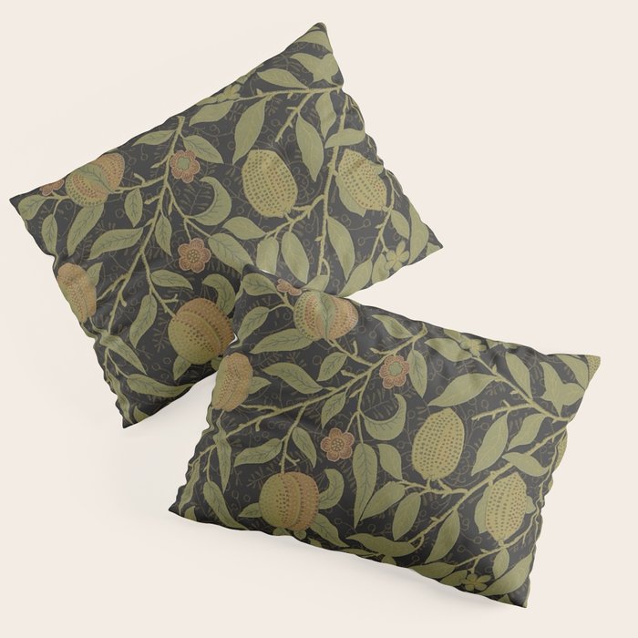 William Morris Vintage Fruit Golden Black Claret Pattern Pillow Sham Gallery Image 1