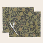 William Morris Vintage Fruit Golden Black Claret Pattern Placemat Gallery Image 1