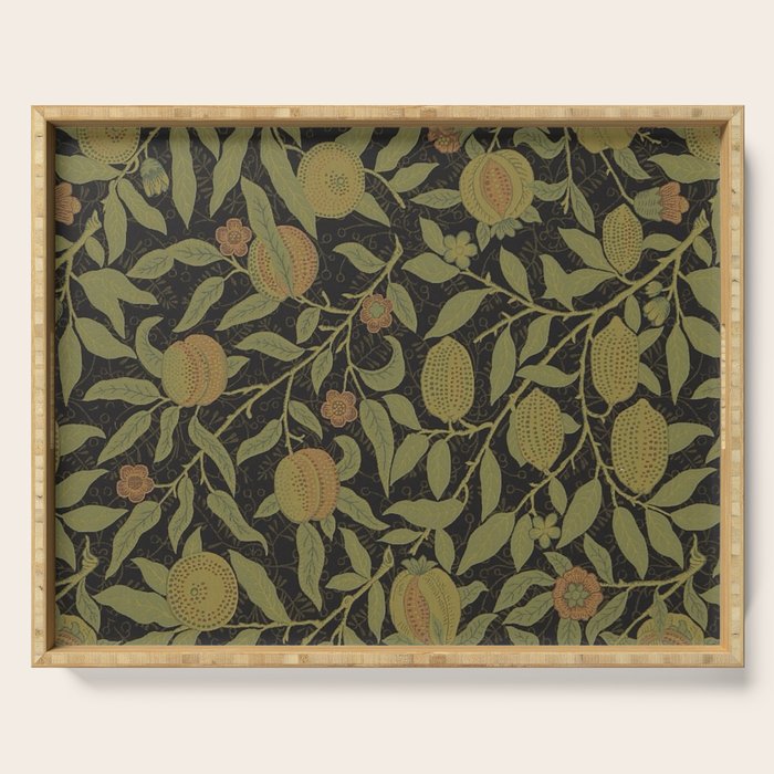 William Morris Vintage Fruit Golden Black Claret Pattern Serving Tray Gallery Image 1