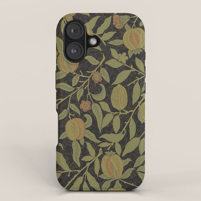 William Morris Vintage Fruit Golden Black Claret Pattern iPhone Case Gallery Image 1