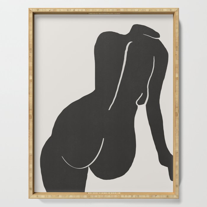 Nude in yellow black var Serving Tray Gallery Image 1