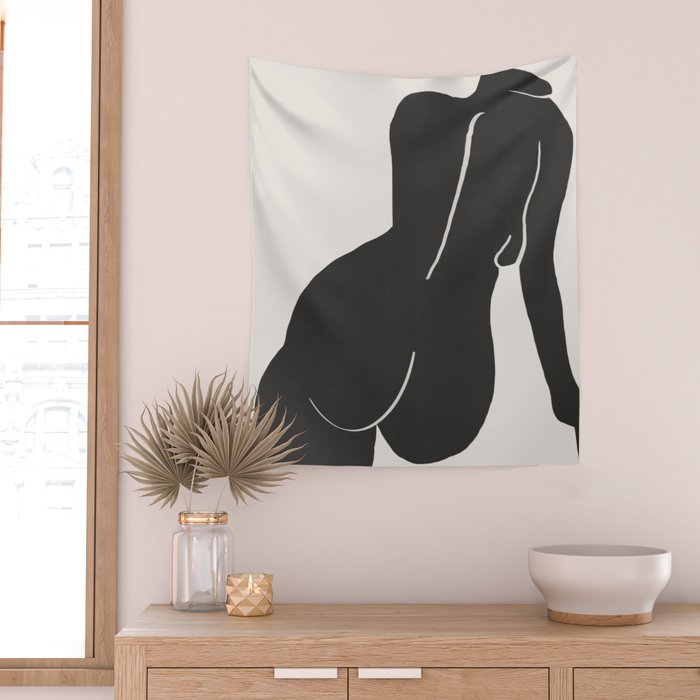 Nude in yellow black var Wall Tapestry Gallery Image 2