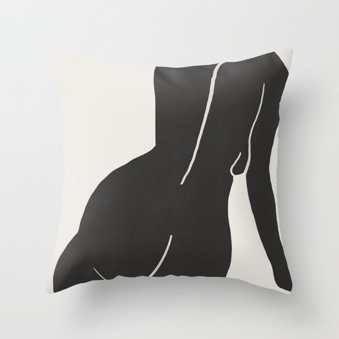 Nude in yellow black var Throw Pillow Gallery Image 1