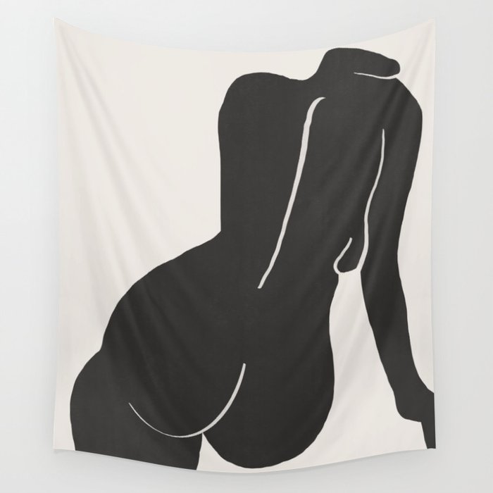 Nude in yellow black var Wall Tapestry Gallery Image 4