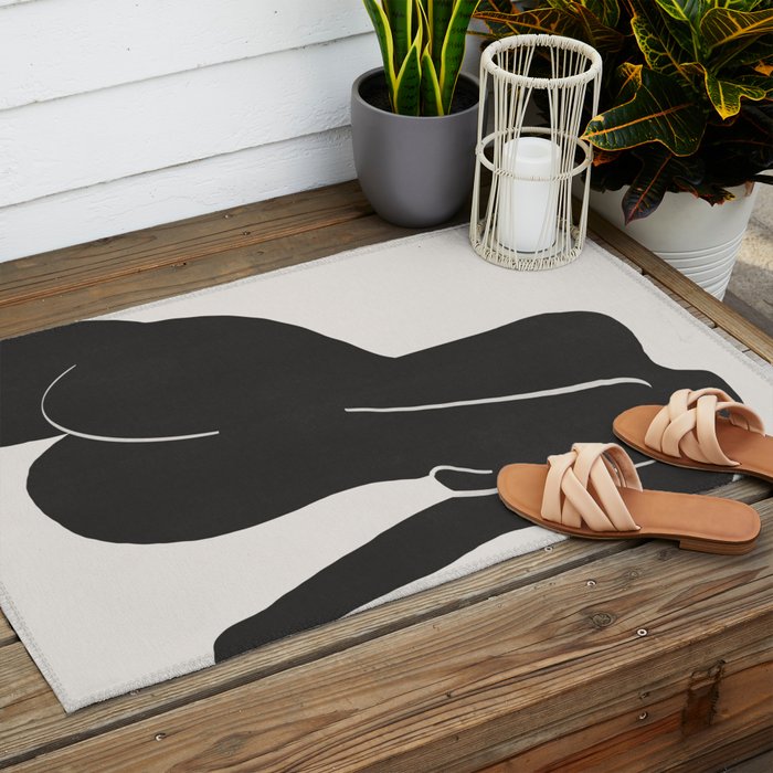 Nude in yellow black var Outdoor Rug Gallery Image 2